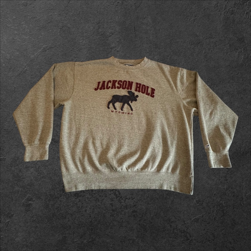 Blue 84 Jackson Hole Sweatshirt Mens Large Gray Moose Wyoming Graphic